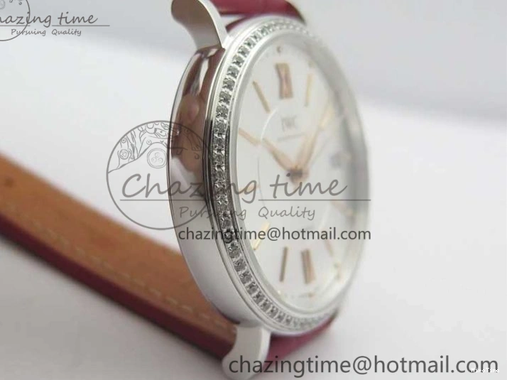 MIROTIME 0317 Portofino Automatic 37 SS M+F 1:1 Best Edition Silver Dial RG Markers on Red Crocodile Strap A Reliable 7154